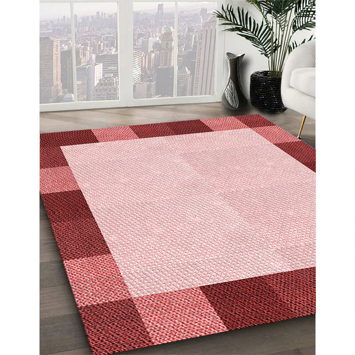Machine Washable Transitional Red Rug in a Family Room, wshpat1146rd