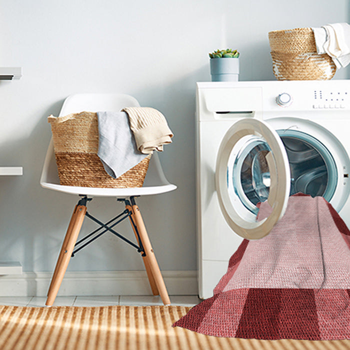 Machine Washable Transitional Red Rug in a Washing Machine, wshpat1146rd