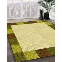 Patterned Dark Yellow Green Rug, pat1146yw