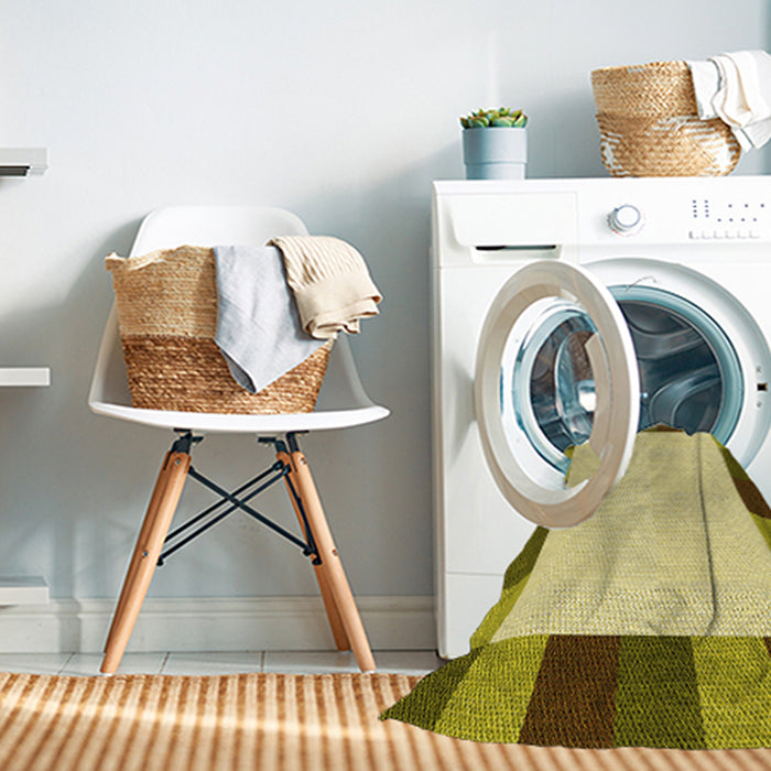 Machine Washable Transitional Dark Yellow Green Rug in a Washing Machine, wshpat1146yw