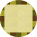 Square Patterned Dark Yellow Green Rug, pat1146yw