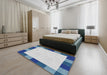 Machine Washable Transitional Pale Blue Lily Blue Rug in a Bedroom, wshpat1146