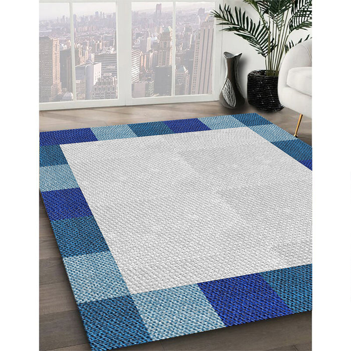 Machine Washable Transitional Pale Blue Lily Blue Rug in a Family Room, wshpat1146