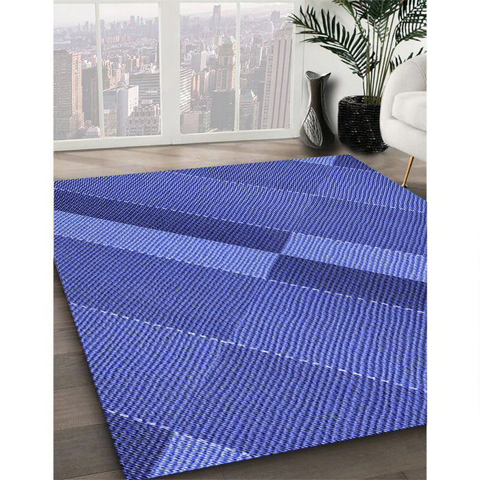 Patterned Sky Blue Rug in Family Room, pat1147blu