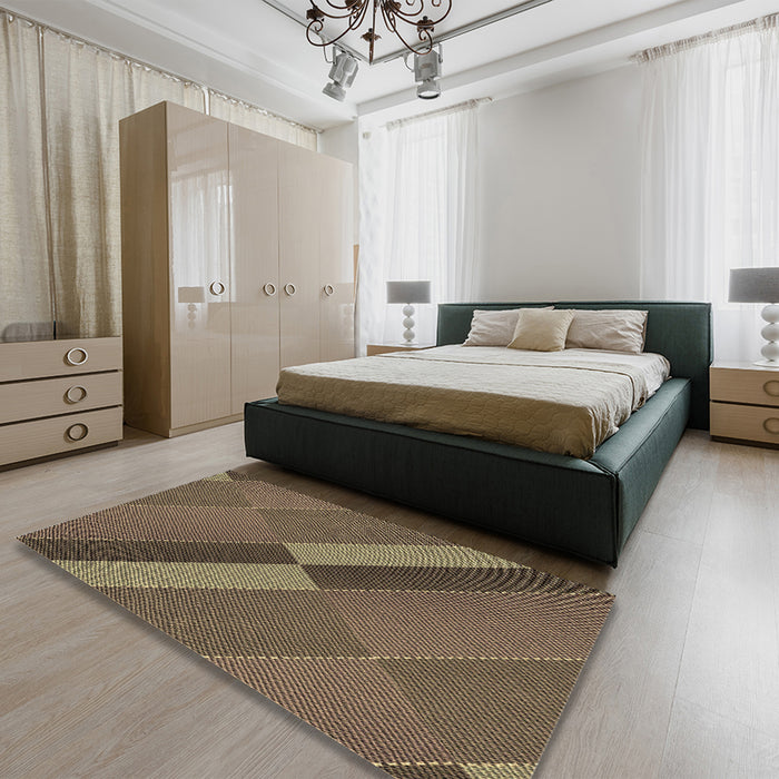 Patterned Copper Brown Rug in a Bedroom, pat1147brn
