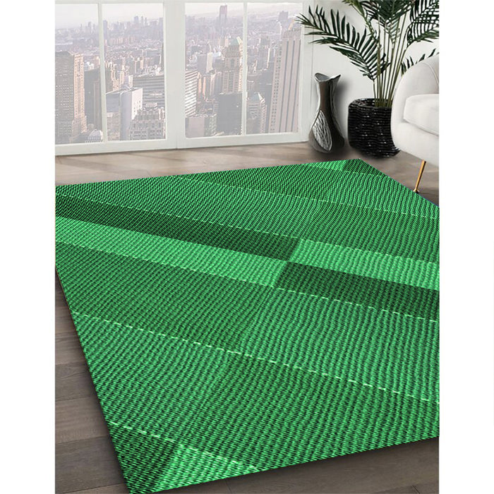 Machine Washable Transitional Green Rug in a Family Room, wshpat1147grn