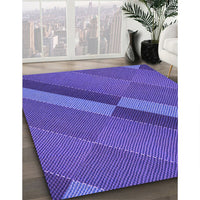 Patterned Medium Slate Blue Rug, pat1147pur