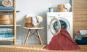 Machine Washable Transitional Red Rug in a Washing Machine, wshpat1147rd