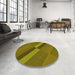 Round Patterned Dark Bronze Brown Rug in a Office, pat1147yw