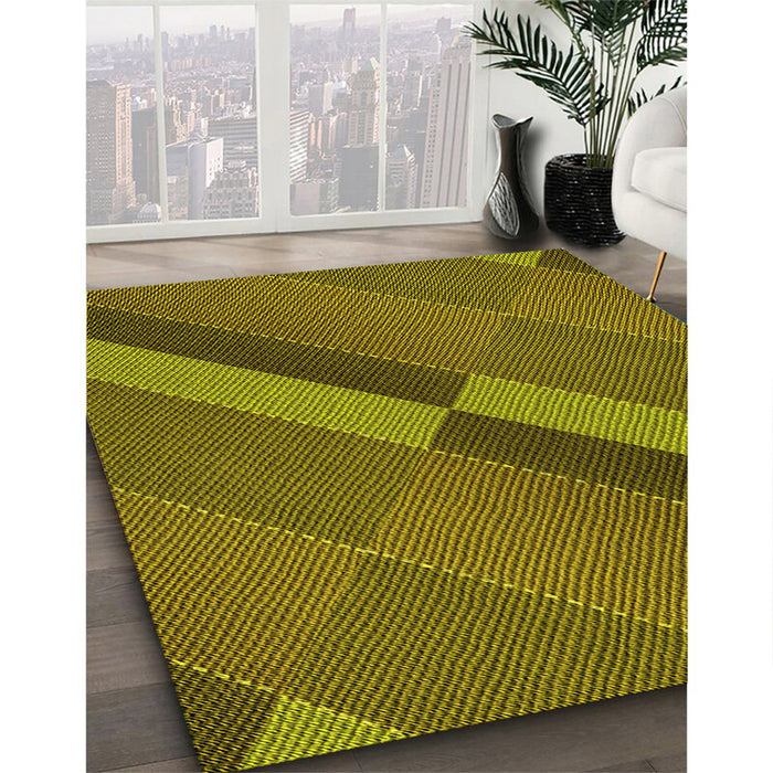 Patterned Dark Bronze Brown Rug in Family Room, pat1147yw