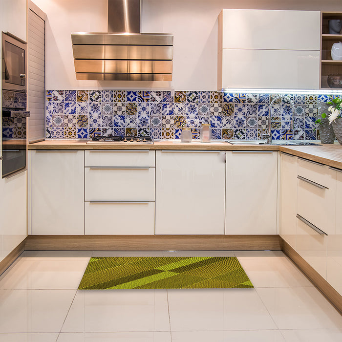 Patterned Dark Bronze Brown Rug in a Kitchen, pat1147yw