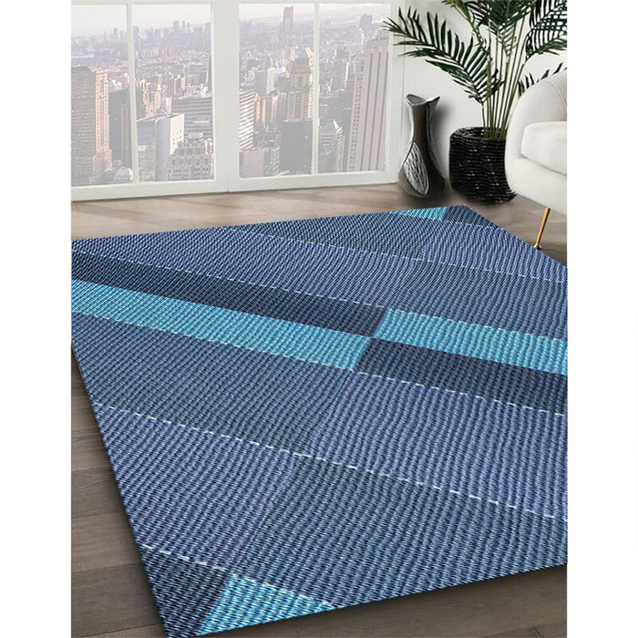 Machine Washable Transitional Lapis Blue Rug in a Family Room, wshpat1147