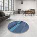 Round Patterned Blue Novelty Rug in a Office, pat1147