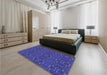 Patterned Cobalt Blue Rug in a Bedroom, pat1148blu