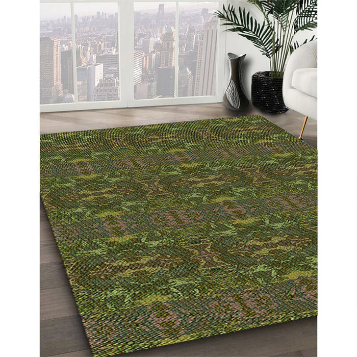 Machine Washable Transitional Chocolate Brown Rug in a Family Room, wshpat1148grn