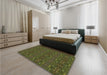 Patterned Milk Chocolate Brown Rug in a Bedroom, pat1148grn