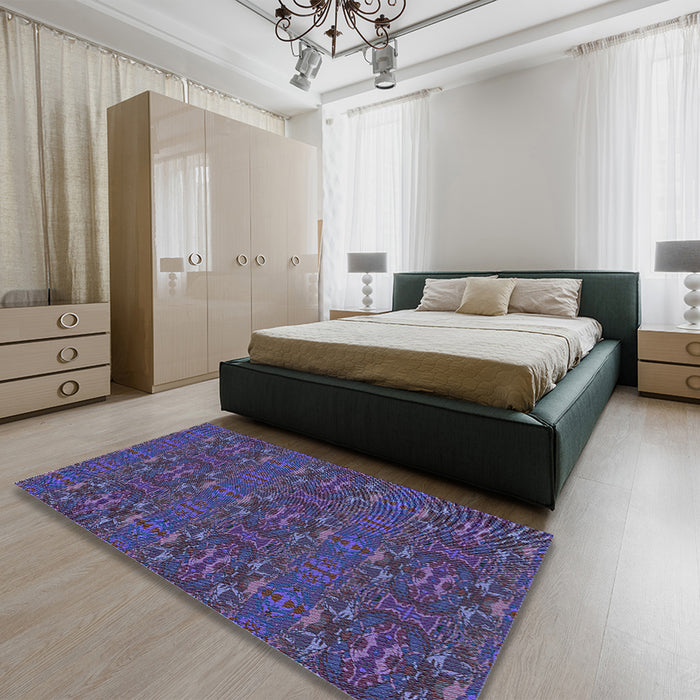 Patterned Purple Rug in a Bedroom, pat1148lblu