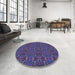 Round Patterned Purple Rug in a Office, pat1148lblu