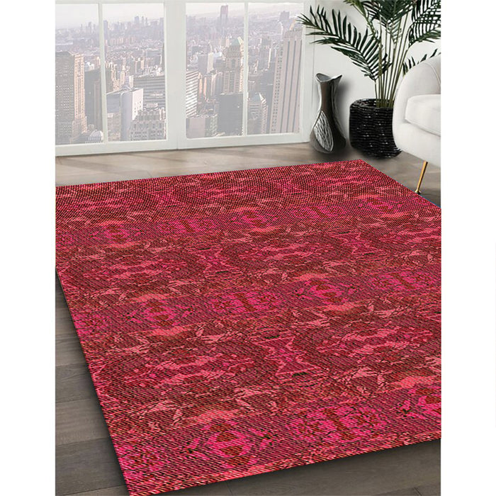 Machine Washable Transitional Red Rug in a Family Room, wshpat1148org