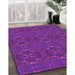 Patterned Crimson Purple Rug in Family Room, pat1148pur