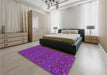 Patterned Crimson Purple Rug in a Bedroom, pat1148pur