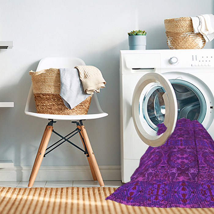 Machine Washable Transitional Crimson Purple Rug in a Washing Machine, wshpat1148pur