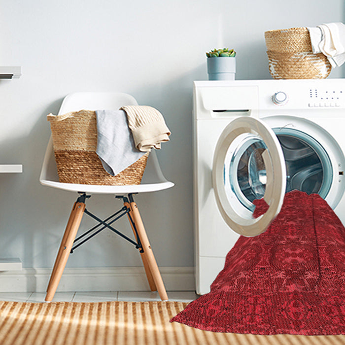 Machine Washable Transitional Red Rug in a Washing Machine, wshpat1148rd