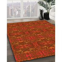 Patterned Orange Red Orange Rug, pat1148yw