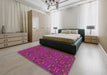 Patterned Violet Red Pink Novelty Rug in a Bedroom, pat1148