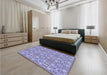 Patterned Slate Blue Rug in a Bedroom, pat1149blu