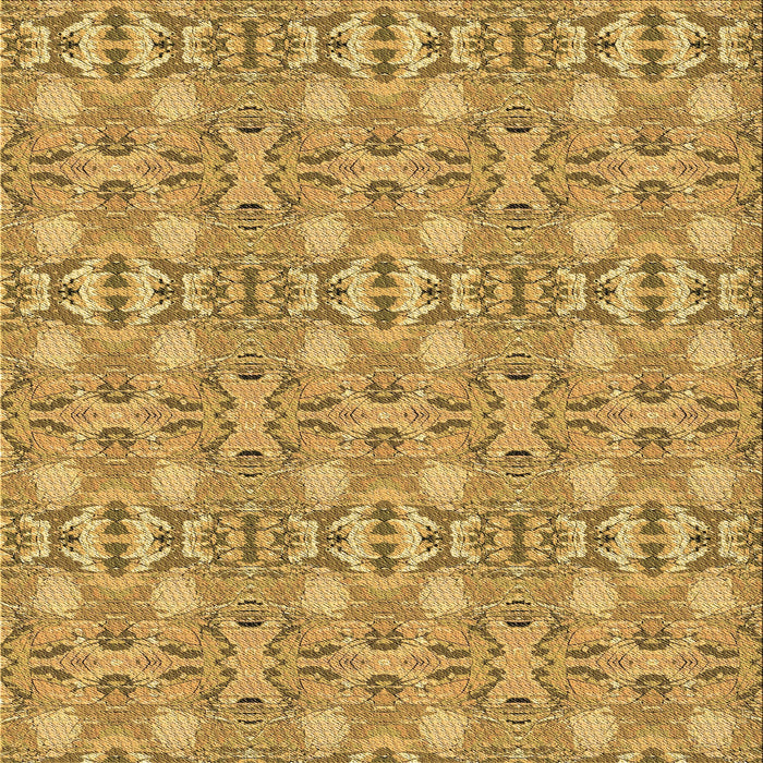 Round Machine Washable Transitional Saffron Yellow Rug, wshpat1149brn