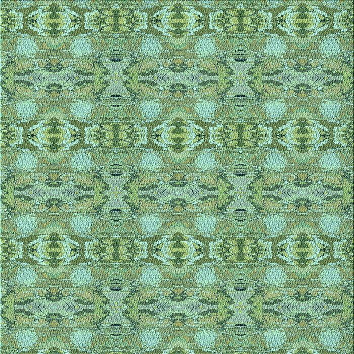 Round Machine Washable Transitional Green Rug, wshpat1149lblu