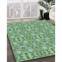 Patterned Green Rug, pat1149lblu