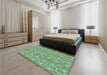 Patterned Green Rug in a Bedroom, pat1149lblu