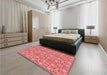 Round Machine Washable Transitional Light Coral Pink Rug in a Office, wshpat1149rd