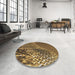 Round Patterned Brown Novelty Rug in a Office, pat114