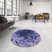 Round Patterned Blue Rug in a Office, pat115blu