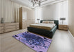 Patterned Blue Rug in a Bedroom, pat115blu