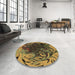 Round Patterned Orange Gold Rug in a Office, pat115brn