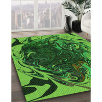 Patterned Deep Emerald Green Rug, pat115grn