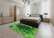 Patterned Deep Emerald Green Rug in a Bedroom, pat115grn