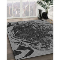 Patterned Charcoal Black Rug, pat115gry