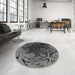 Round Patterned Charcoal Black Rug in a Office, pat115gry