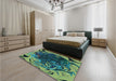 Patterned Deep-Sea Blue Rug in a Bedroom, pat115lblu