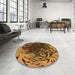 Round Patterned Red Rug in a Office, pat115org