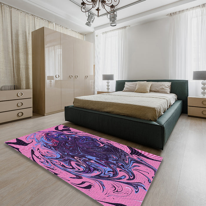 Patterned Purple Rug in a Bedroom, pat115pur