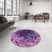 Round Patterned Purple Rug in a Office, pat115pur