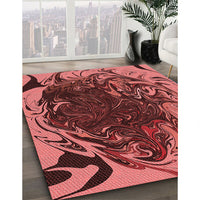 Patterned Saffron Red Rug, pat115rd