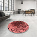 Round Patterned Saffron Red Rug in a Office, pat115rd