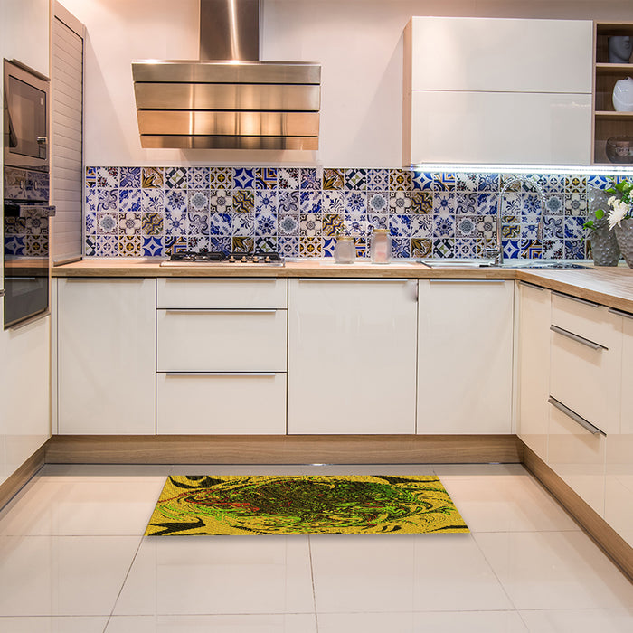 Patterned Brown Rug in a Kitchen, pat115yw